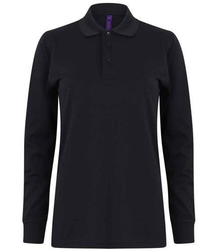 Henbury Unisex Long Sleeve Coolplus� Piqu� Polo Shirt - NAV - 3XL